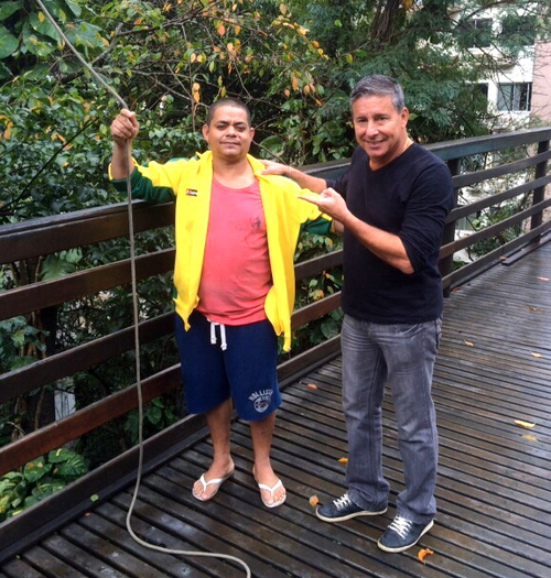 O rei das resenhas Léo do Peixe e Sandrinho com a famosa cordinha no Caldeirão do Albertão.